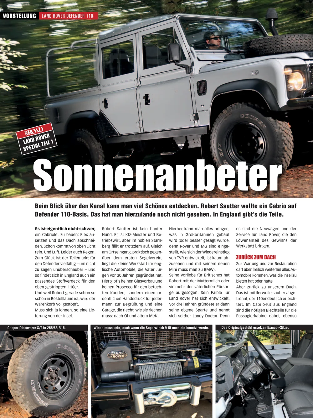Titelseite des OFFROAD-Magazin-Artikels „Sonnenanbeter“ über die Werkstatt